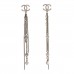 Metal Chain Pearl CC Drop Earrings Silver