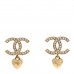 Metal Crystal CC Heart Drop Earrings Gold