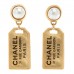 Pearl CC Tags Drop Earrings Gold
