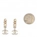 Metal Crystal CC Chain Drop Earrings Gold