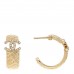 Metal Crystal CC Logo Hoop Earrings Gold
