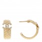 Metal Crystal CC Logo Hoop Earrings Gold