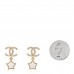 Metal Crystal Pearl CC Star Earrings Gold Pearly White