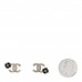 Metal Resin Crystal CC Flower Earrings Black Gold
