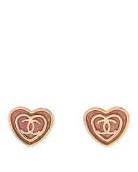 Crystal CC Resin Heart Earrings Gold Pink White