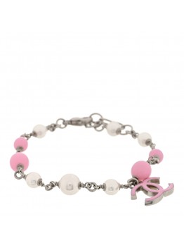 Pearl Enamel CC Bracelet Pink