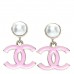 Pearl Enamel CC Drop Earrings Pink
