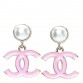 Pearl Enamel CC Drop Earrings Pink