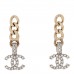 Metal Crystal CC Chain Drop Earrings Gold