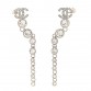 Crystal CC Long Drop Earrings Silver