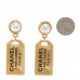 Pearl CC Tags Drop Earrings Gold
