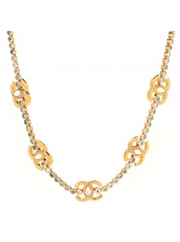 Metal Crystal CC Marquise Choker Gold