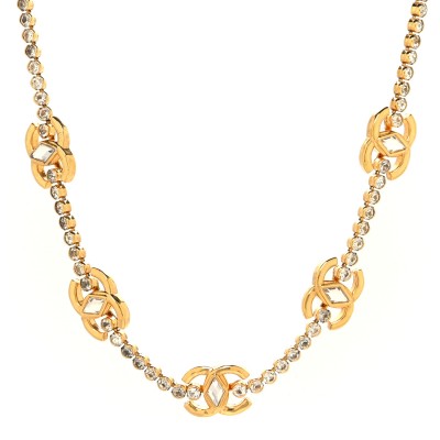 Metal Crystal CC Marquise Choker Gold