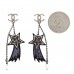 Resin Crystal CC Shooting Star Dangle Earrings Silver Purple