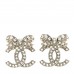 Crystal CC Bow Dangle Earrings Gold