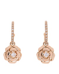 18K Rose Gold Diamond Extrait de Camelia Drop Earrings