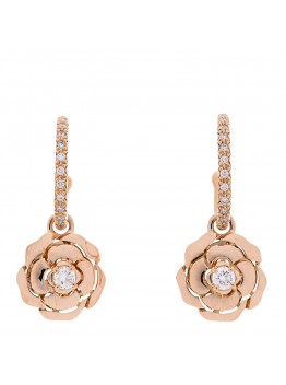 18K Rose Gold Diamond Extrait de Camelia Drop Earrings