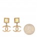 Iridescent Baguette Crystal CC Drop Earrings Gold