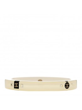 Resin Crystal CC Bangle Bracelet White