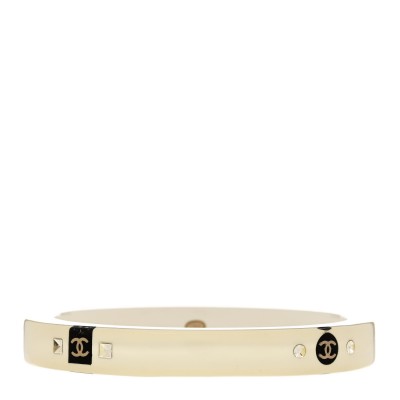 Resin Crystal CC Bangle Bracelet White