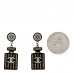 Resin Strass Perfume Bottle CC Earrings Black Gold