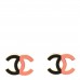 Enamel Large CC Earrings Black Pink