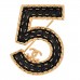 Metal Enamel CC No 5 Rope Brooch Gold Denim Blue