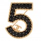Metal Enamel CC No 5 Rope Brooch Gold Denim Blue
