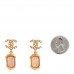 Metal Crystal Pearl CC Drop Earrings i Gold Pink