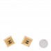 Metal CC Square Clip On Earrings Black Gold