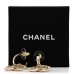 Metal Crystal Studded CC Hoop Drop Earrings Gold