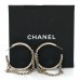 Metal Crystal Chain CC Hoop Earrings Gold