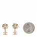 Crystal CC Flower Dangle Earrings Gold Beige