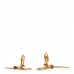 Metal Quilted Tag Drop Clip On Earrings Gold