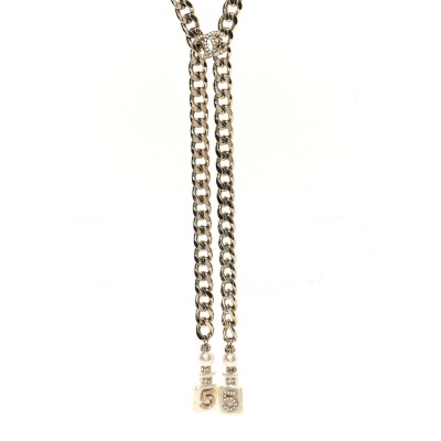 Pearl Resin Crystal CC No 5 Perfume Bottle Chain Gold