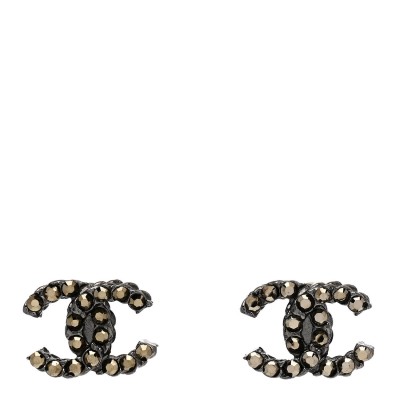 Crystal CC Earrings Ruthenium