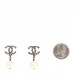Pearl Crystal CC Drop Earrings Silver Pearly White