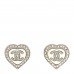 Pearl Crystal CC Heart Earrings Silver