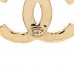 Metal Crystal CC Heart Hoop Long Drop Earrings Gold