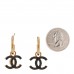 Metal Enamel CC Denim Drop Earrings Gold Blue