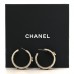 Crystal Lambskin CC Chain Hoop Earrings Gold Black