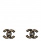 Enamel Textured CC Earrings Black Gold