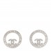 Crystal CC Round Earrings Silver