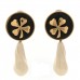 Pearl Resin CC Clover Clip On Earrings Gold