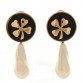 Pearl Resin CC Clover Clip On Earrings Gold