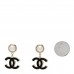 Pearl Enamel CC Drop Earrings Black