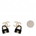 Metal Resin Lambskin Quilted CC Turnlock Chain Flap Bag Hoop Earrings Black Gold