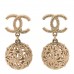 Metal CC Ornate Ball Drop Earrings Gold