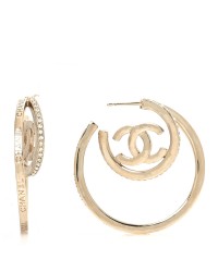 Crystal CC Double Hoop Earrings Gold