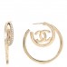 Crystal CC Double Hoop Earrings Gold